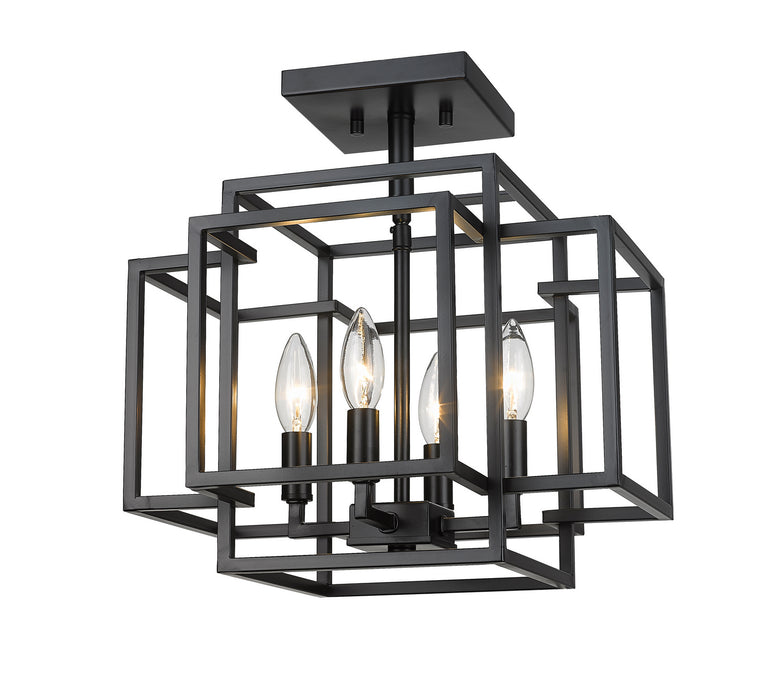 Z-Lite 454SF-MB Four Light Semi Flush Mount, Matte Black