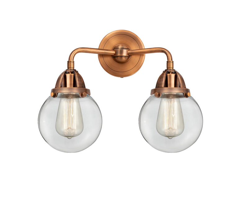 Innovations 288-2W-AC-G202-6 Two Light Bath Vanity, Antique Copper