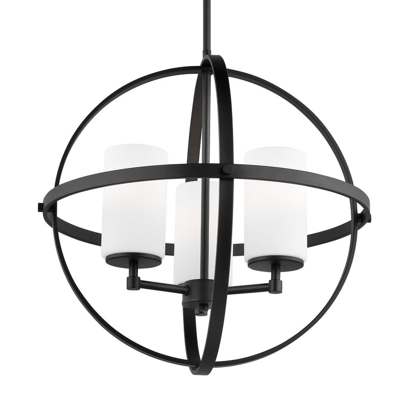 Generation Lighting 3124603-112 Three Light Chandelier, Midnight Black