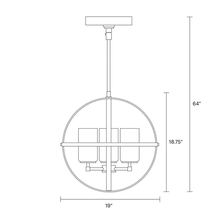 Generation Lighting 3124603-112 Three Light Chandelier, Midnight Black