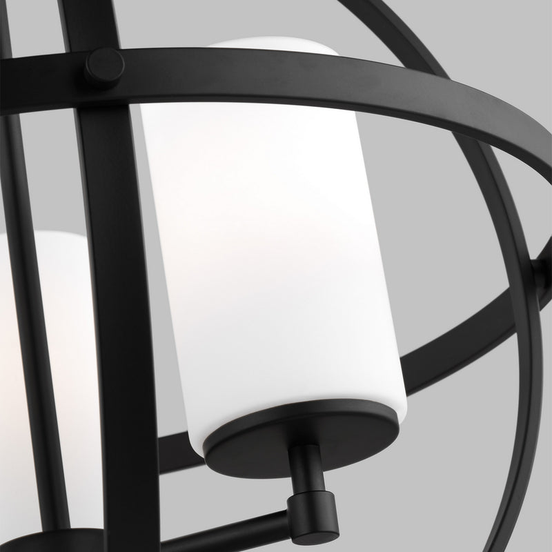 Generation Lighting 3124603EN3-112 Three Light Chandelier, Midnight Black