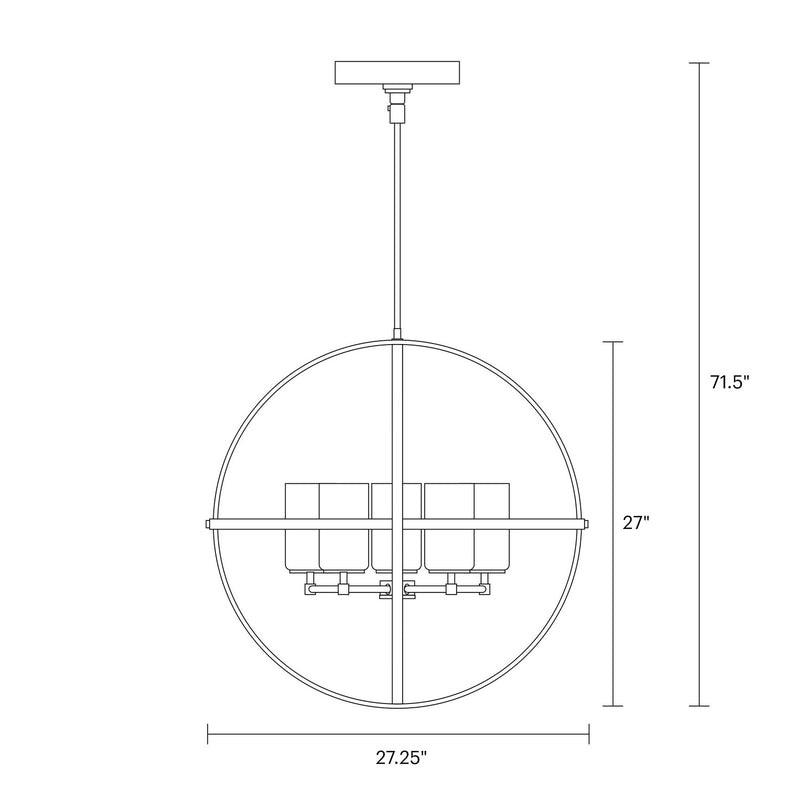 Generation Lighting 3124605EN3-112 Five Light Chandelier, Midnight Black