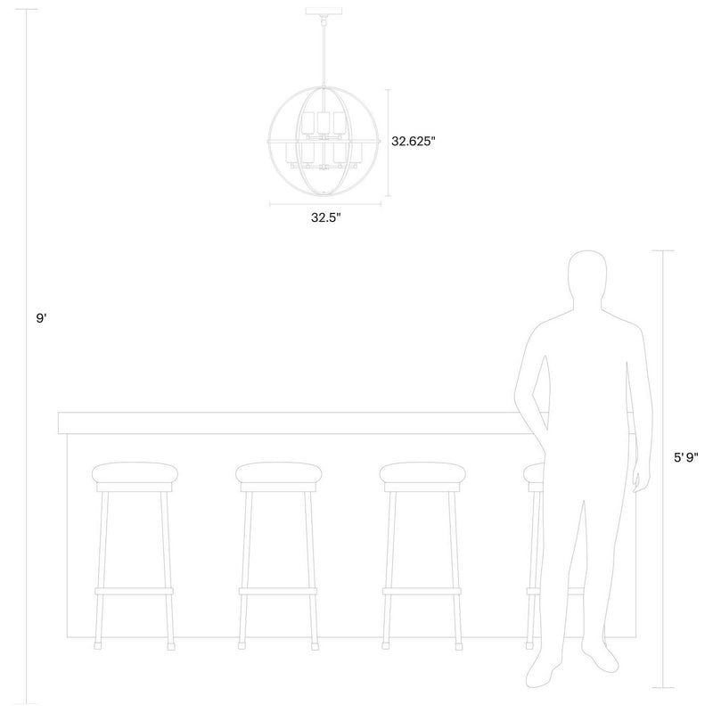 Generation Lighting 3124609-112 Nine Light Chandelier, Midnight Black