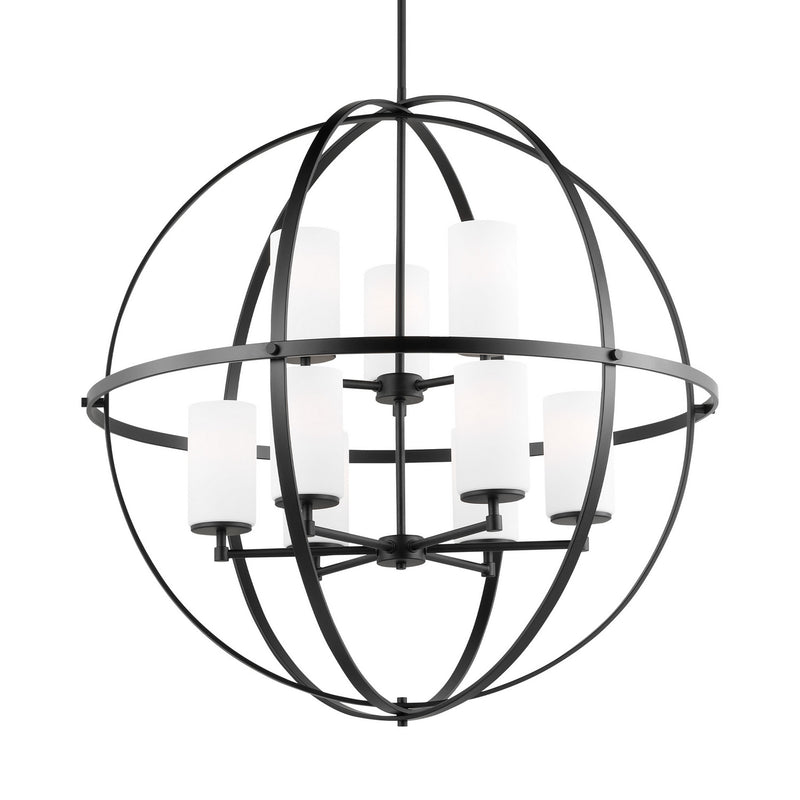 Generation Lighting 3124609EN3-112 Nine Light Chandelier, Midnight Black