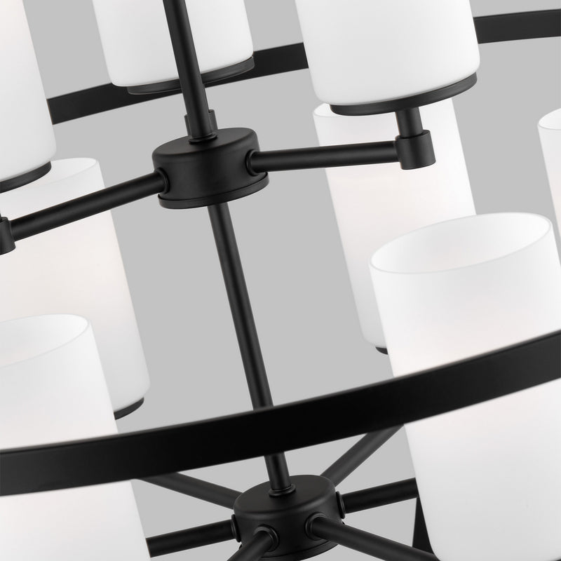 Generation Lighting 3124609EN3-112 Nine Light Chandelier, Midnight Black