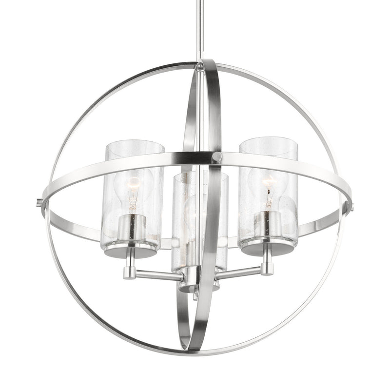 Generation Lighting 3124673-962 Three Light Chandelier, Brushed Nickel
