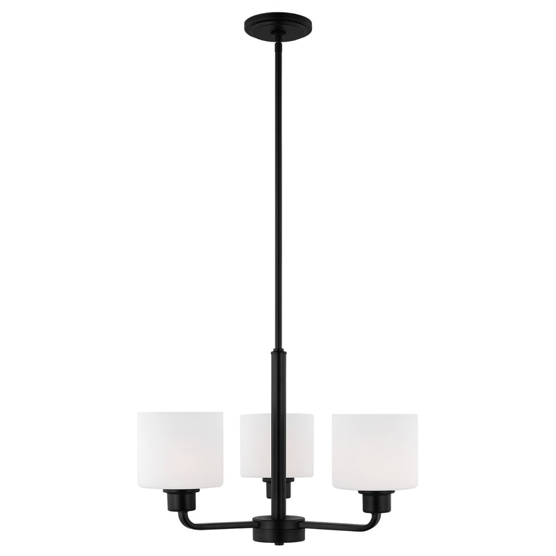 Generation Lighting 3128803-112 Three Light Chandelier, Midnight Black