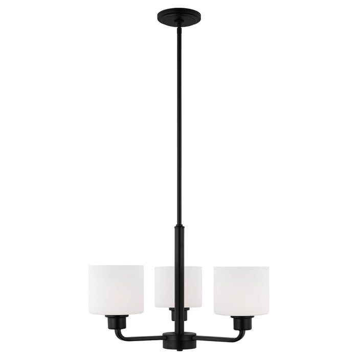 Generation Lighting 3128803-112 Three Light Chandelier, Midnight Black