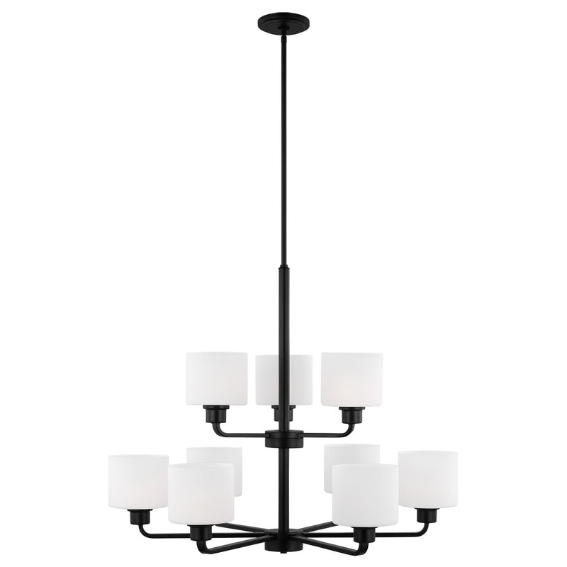 Generation Lighting 3128809-112 Nine Light Chandelier, Midnight Black