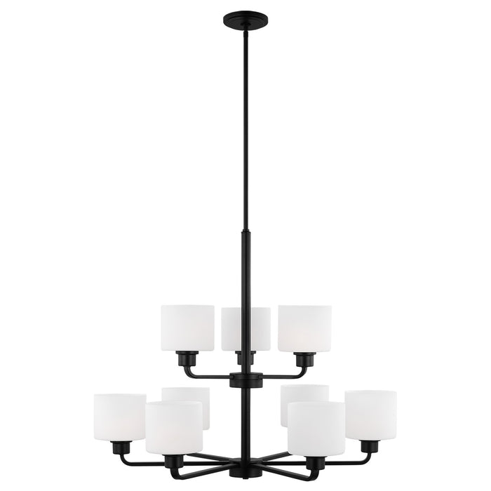 Generation Lighting 3128809-112 Nine Light Chandelier, Midnight Black