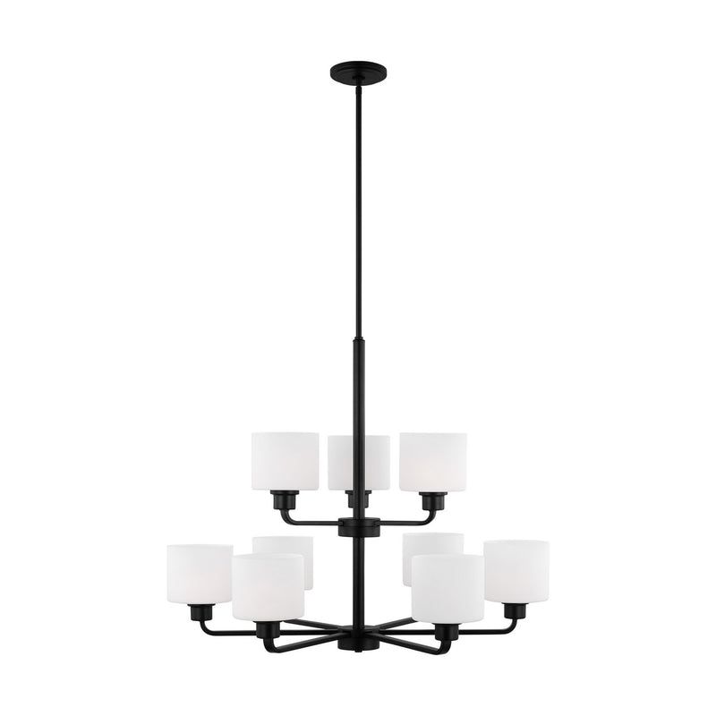 Generation Lighting 3128809EN3-112 Nine Light Chandelier, Midnight Black
