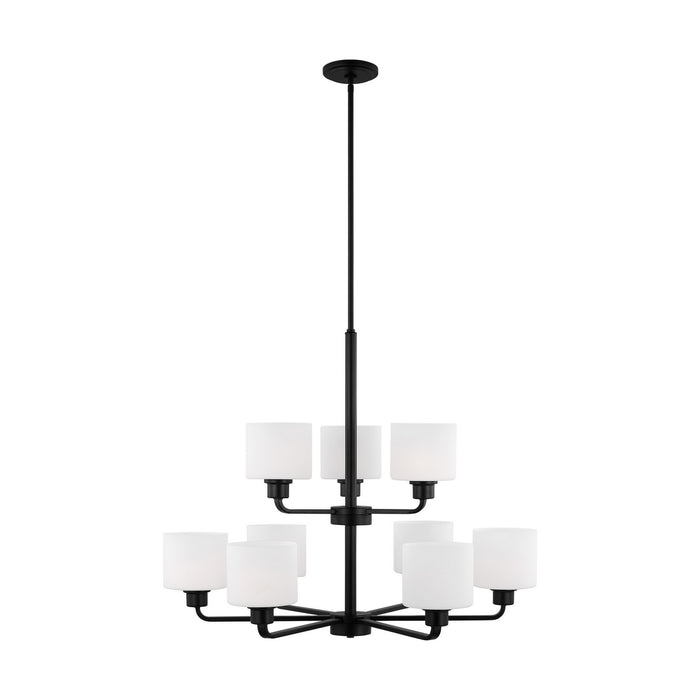 Generation Lighting 3128809EN3-112 Nine Light Chandelier, Midnight Black