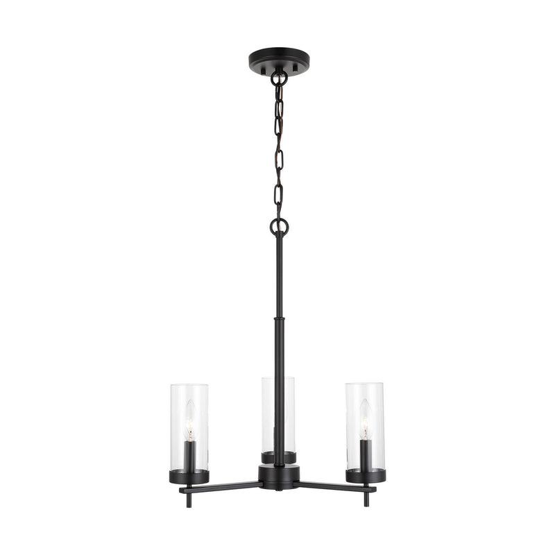 Visual Comfort Studio 3190303-112 Three Light Chandelier, Midnight Black