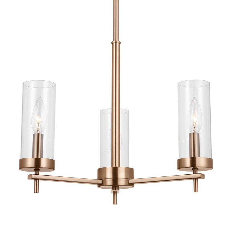 Visual Comfort Studio 3190303-848 Three Light Chandelier, Satin Brass