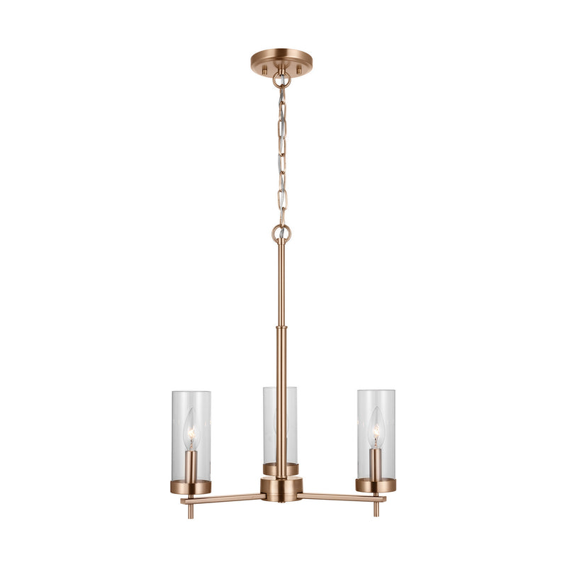 Visual Comfort Studio 3190303-848 Three Light Chandelier, Satin Brass
