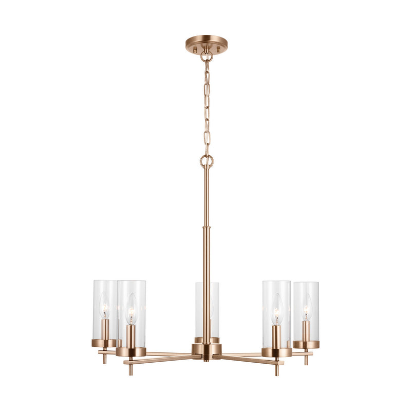 Visual Comfort Studio 3190305-848 Five Light Chandelier, Satin Brass