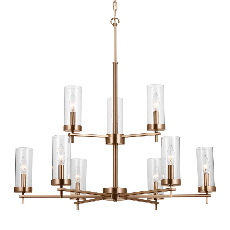 Visual Comfort Studio 3190309-848 Nine Light Chandelier, Satin Brass