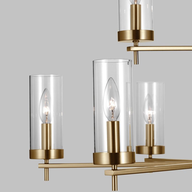 Visual Comfort Studio 3190309-848 Nine Light Chandelier, Satin Brass