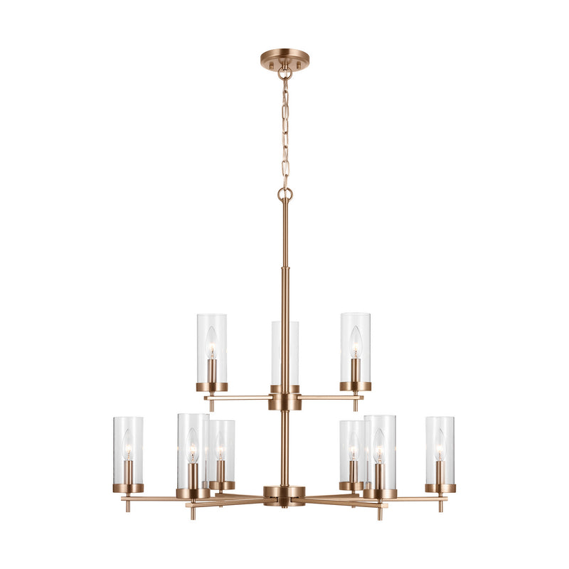 Visual Comfort Studio 3190309-848 Nine Light Chandelier, Satin Brass