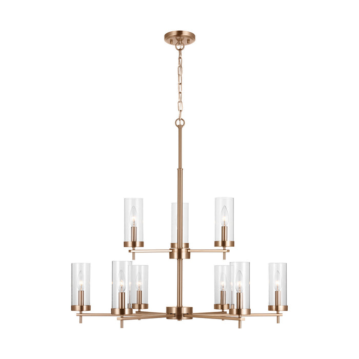 Visual Comfort Studio 3190309-848 Nine Light Chandelier, Satin Brass
