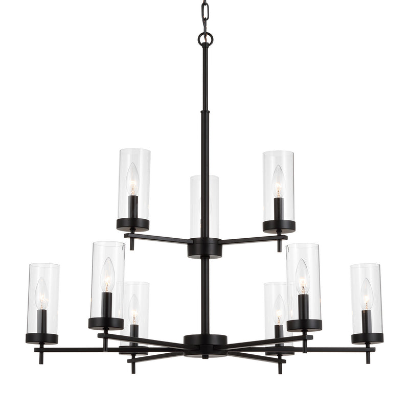Visual Comfort Studio 3190309EN-112 Nine Light Chandelier, Midnight Black