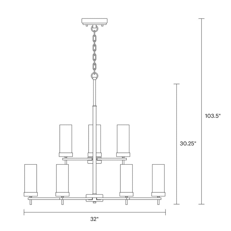 Visual Comfort Studio 3190309EN-112 Nine Light Chandelier, Midnight Black