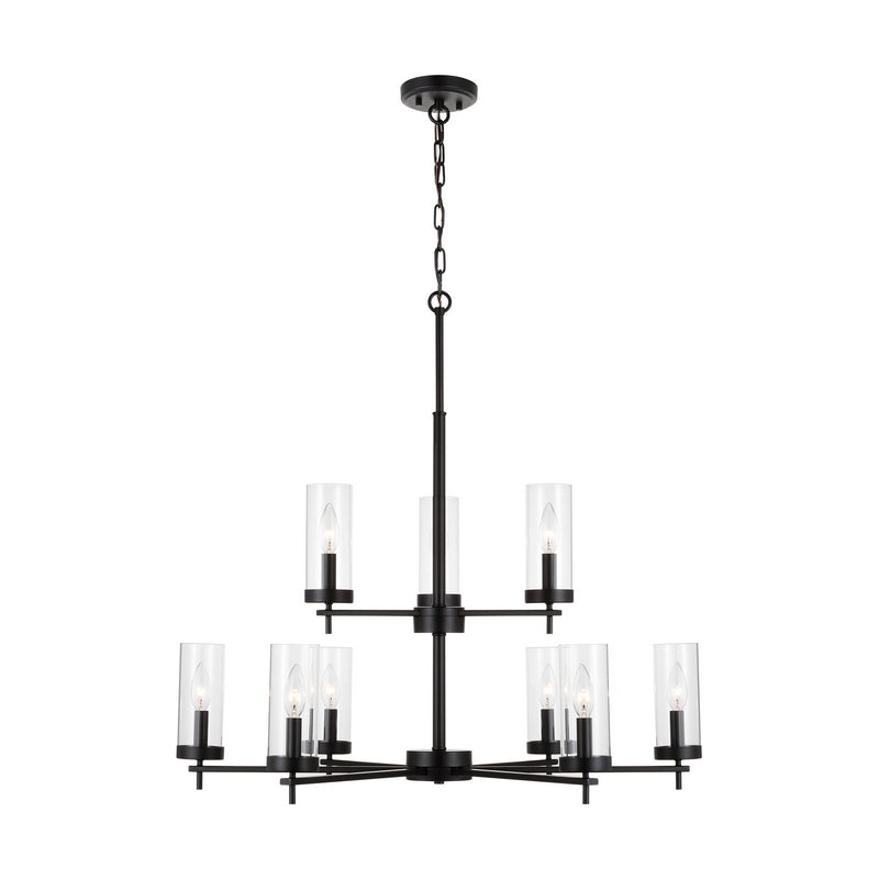 Visual Comfort Studio 3190309EN-112 Nine Light Chandelier, Midnight Black
