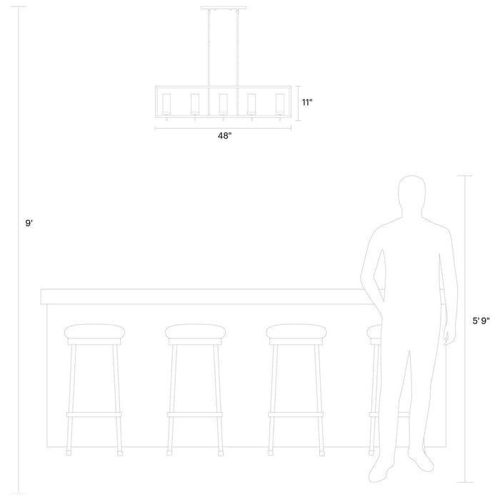 Visual Comfort Studio 6690305EN-112 Five Light Island Pendant, Midnight Black