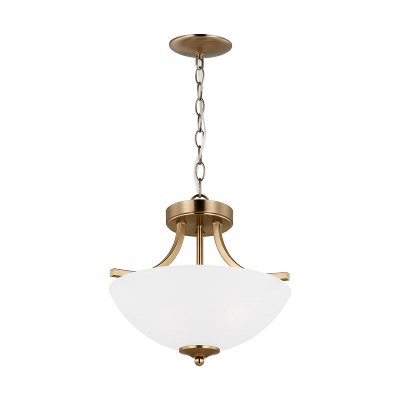 Generation Lighting 7716502-848 Two Light Semi-Flush Convertible Pendant, Satin Brass