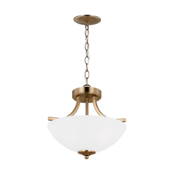 Generation Lighting 7716502-848 Two Light Semi-Flush Convertible Pendant, Satin Brass