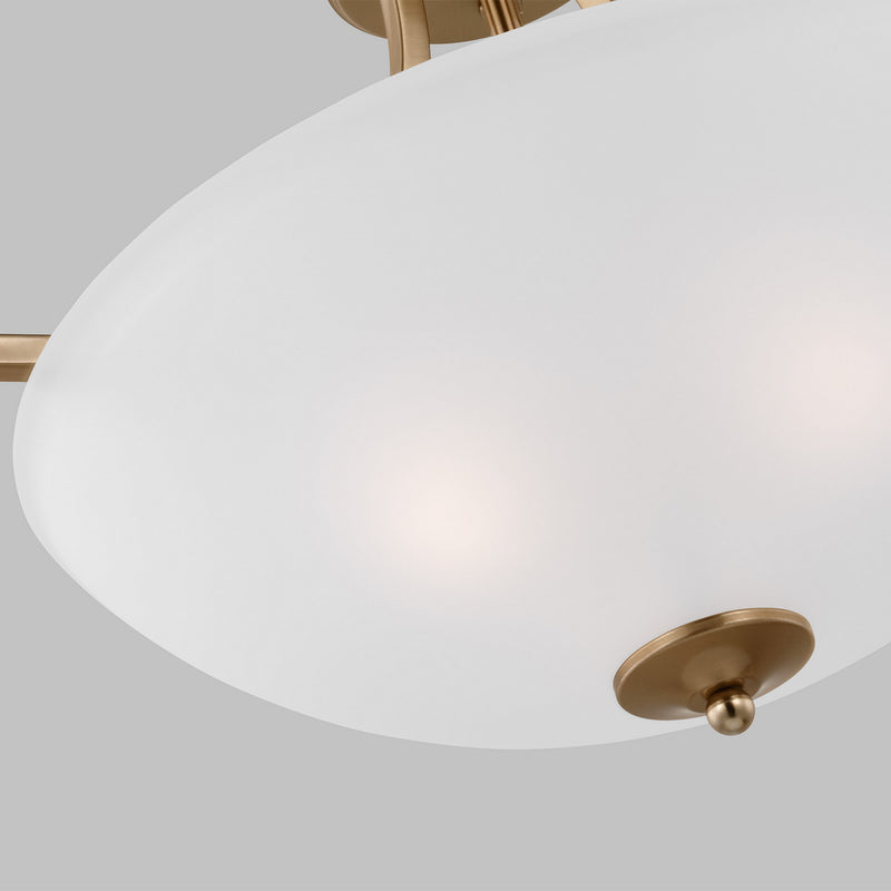 Generation Lighting 7716503-848 Three Light Semi-Flush Convertible Pendant, Satin Brass