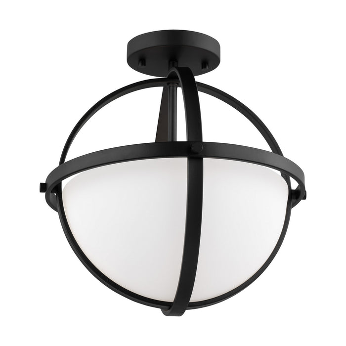 Generation Lighting 7724602-112 Two Light Semi-Flush Convertible Pendant, Midnight Black