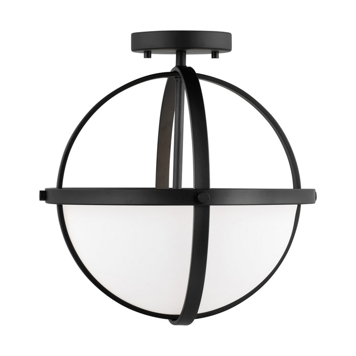 Generation Lighting 7724602-112 Two Light Semi-Flush Convertible Pendant, Midnight Black