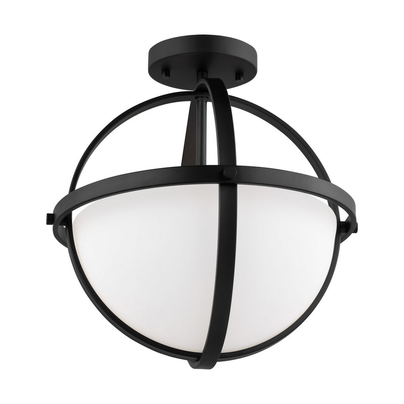 Generation Lighting 7724602EN3-112 Two Light Semi-Flush Convertible Pendant, Midnight Black