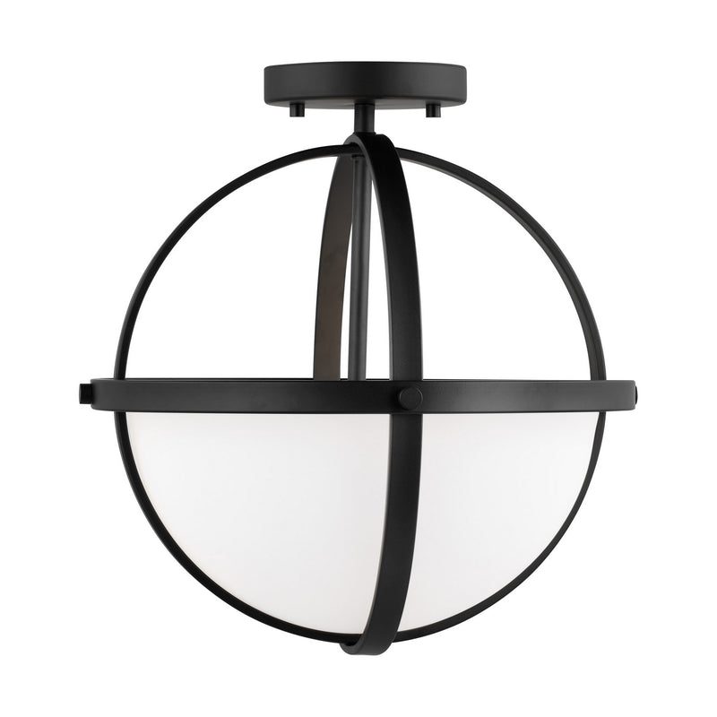 Generation Lighting 7724602EN3-112 Two Light Semi-Flush Convertible Pendant, Midnight Black