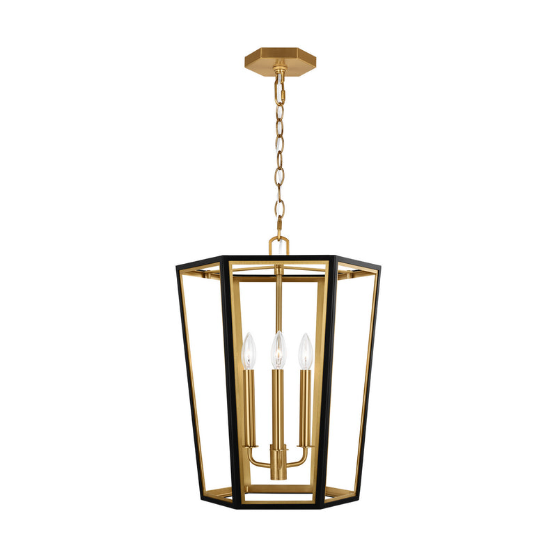 Visual Comfort Studio AC1083MBKBBS Three Light Lantern, Midnight Black