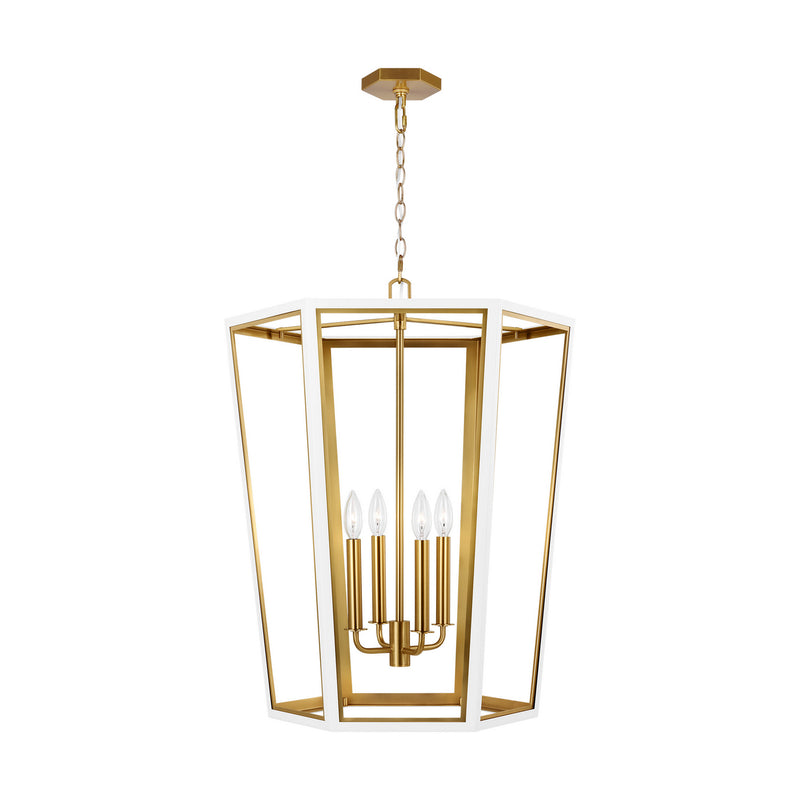 Visual Comfort Studio AC1094MWTBBS Four Light Lantern, Matte White