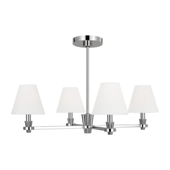 Visual Comfort Studio AC1114PN Four Light Chandelier, Polished Nickel