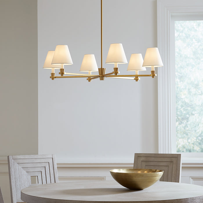 Visual Comfort Studio AC1126BBS Six Light Chandelier, Burnished Brass
