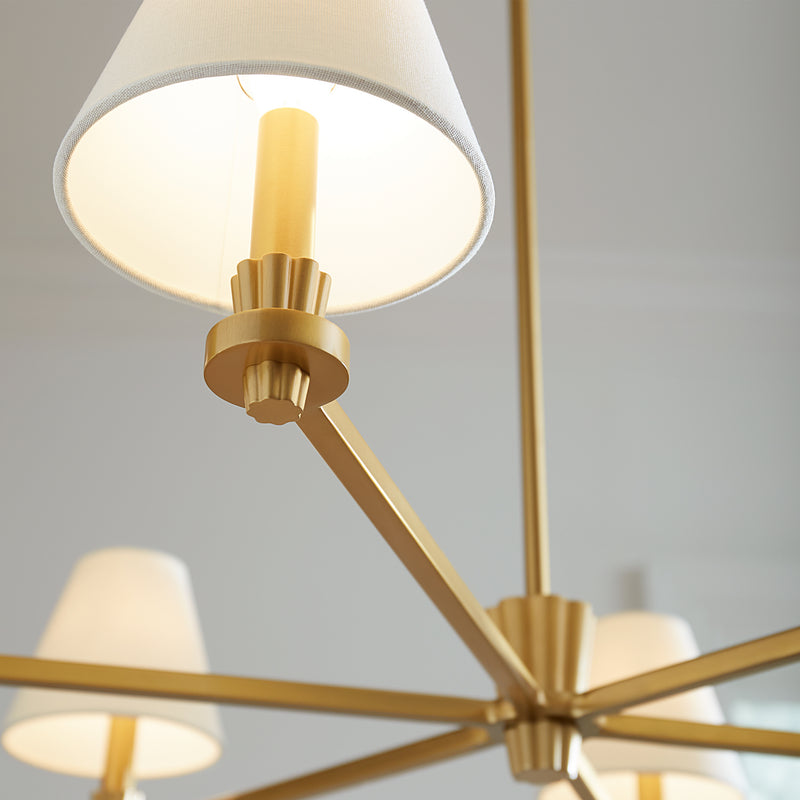 Visual Comfort Studio AC1126BBS Six Light Chandelier, Burnished Brass