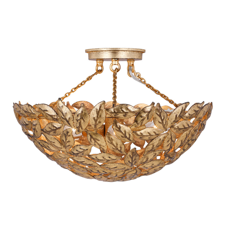 Visual Comfort Studio AF1173ADB Three Light Semi Flush Mount, Antique Gild