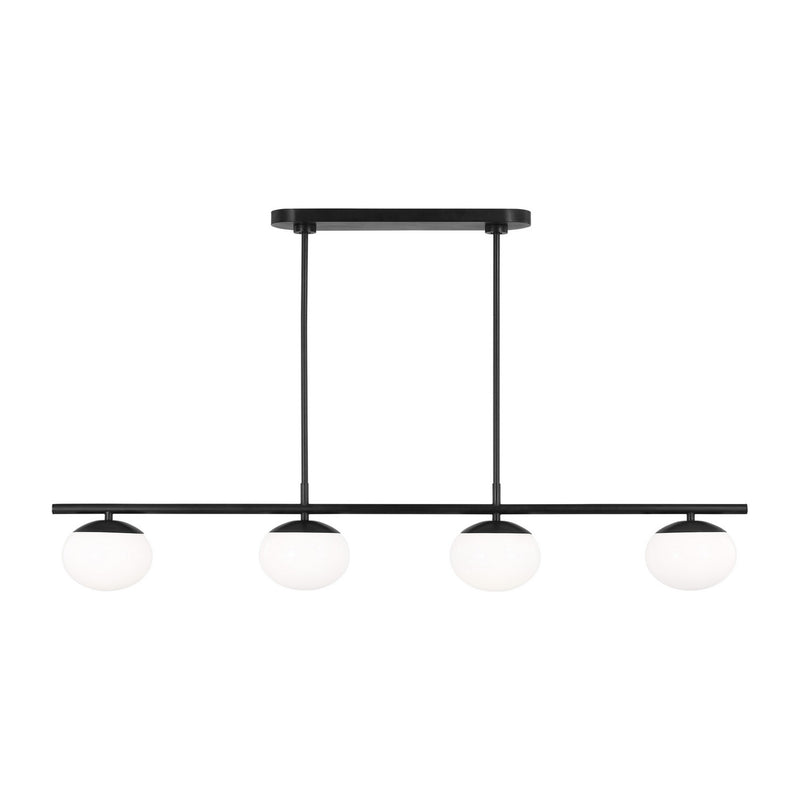 Visual Comfort Studio EC1264AI Four Light Linear Chandelier, Aged Iron