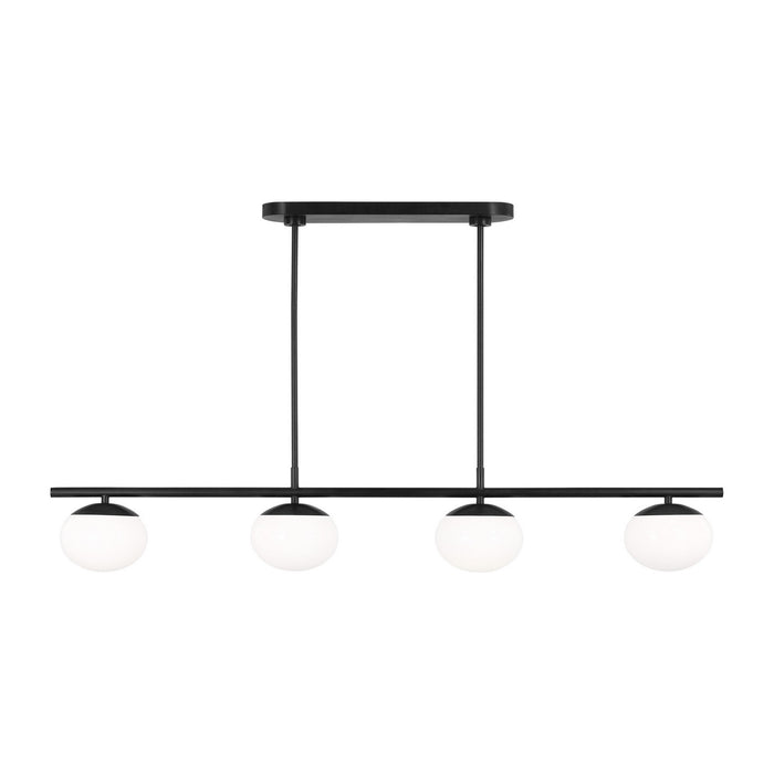 Visual Comfort Studio EC1264AI Four Light Linear Chandelier, Aged Iron