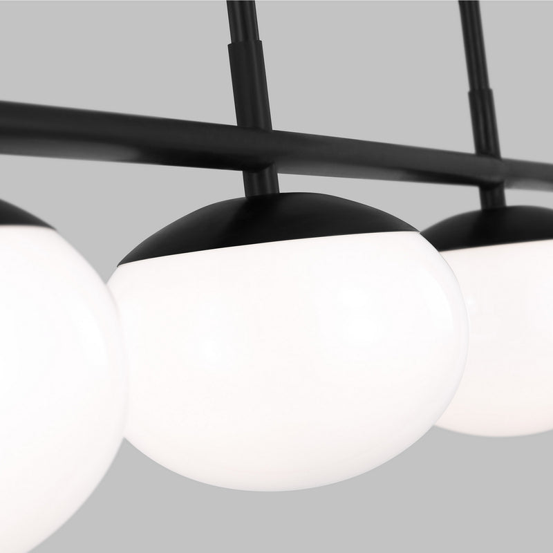 Visual Comfort Studio EC1264AI Four Light Linear Chandelier, Aged Iron