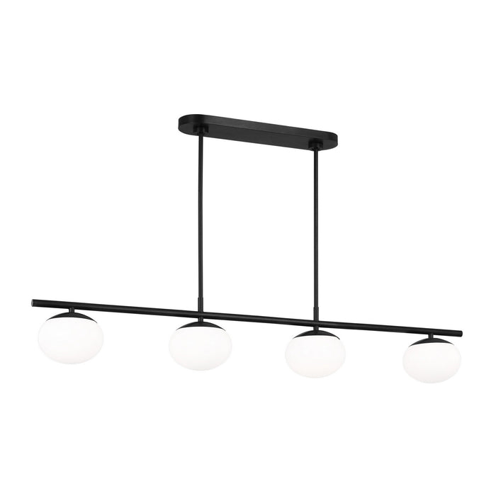 Visual Comfort Studio EC1264AI Four Light Linear Chandelier, Aged Iron