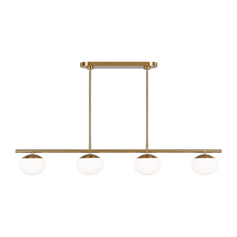 Visual Comfort Studio EC1264BBS Four Light Linear Chandelier, Burnished Brass