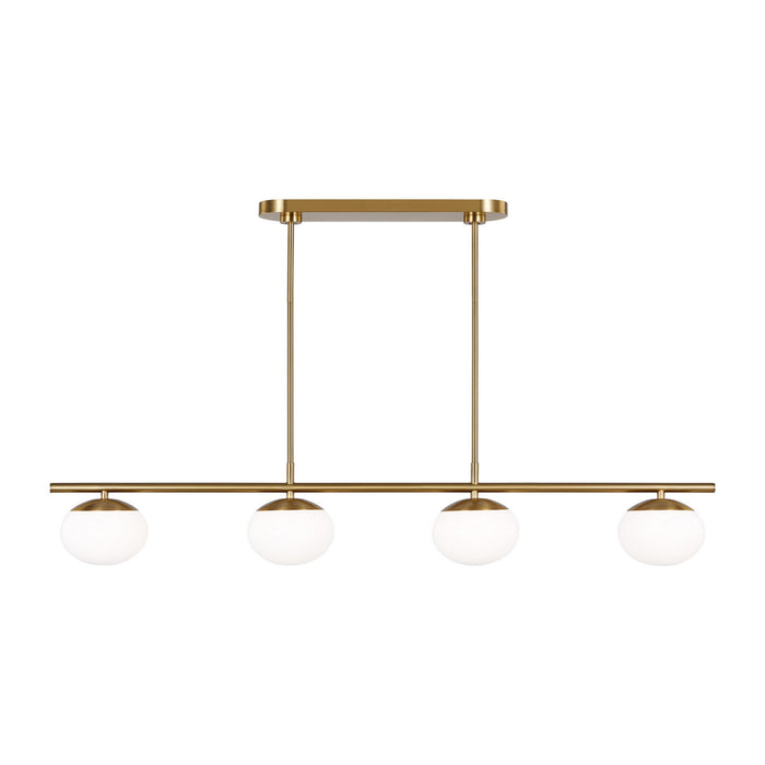Visual Comfort Studio EC1264BBS Four Light Linear Chandelier, Burnished Brass