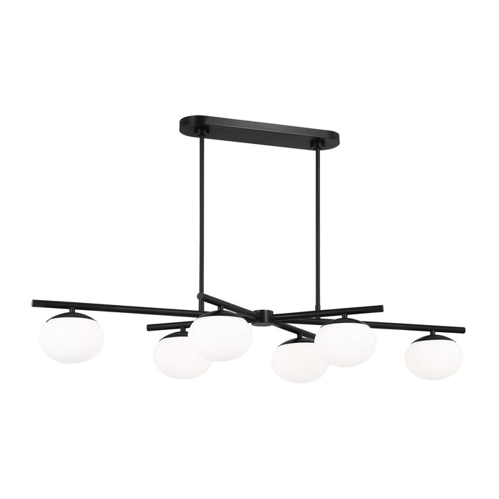 Visual Comfort Studio EC1276AI Six Light Linear Chandelier, Aged Iron
