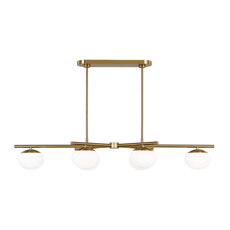 Visual Comfort Studio EC1276BBS Six Light Linear Chandelier, Burnished Brass