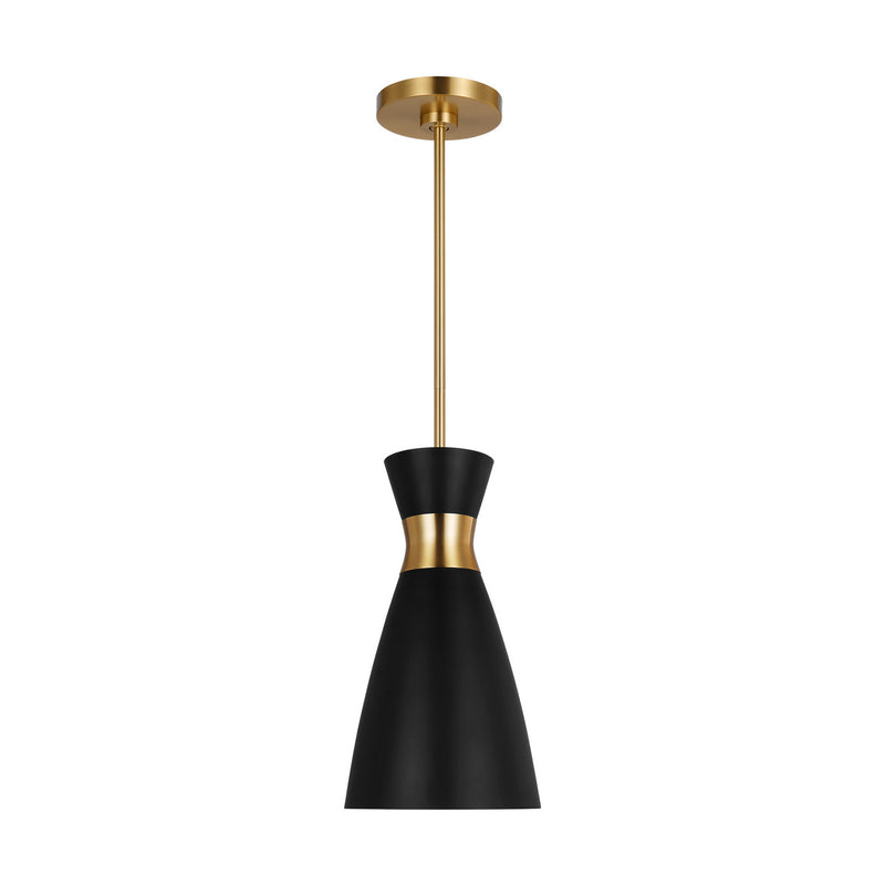 Visual Comfort Studio EP1221MBKBBS One Light Pendant, Midnight Black and Burnished Brass